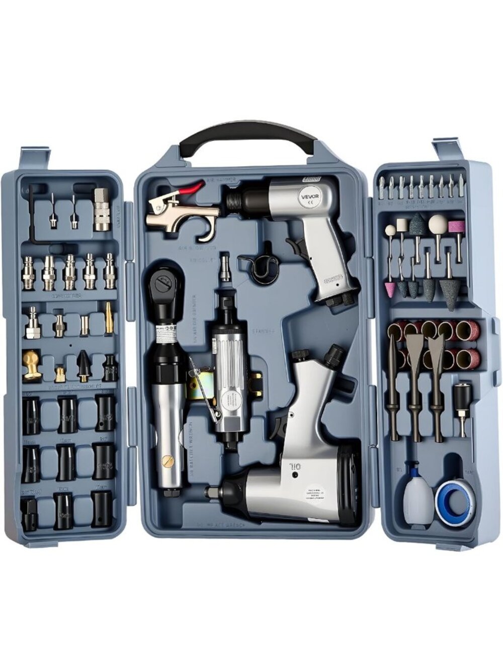 71-Piece Pro Air Tool Kit - Impact Wrench, Ratchet, Die Grinder & Accessories